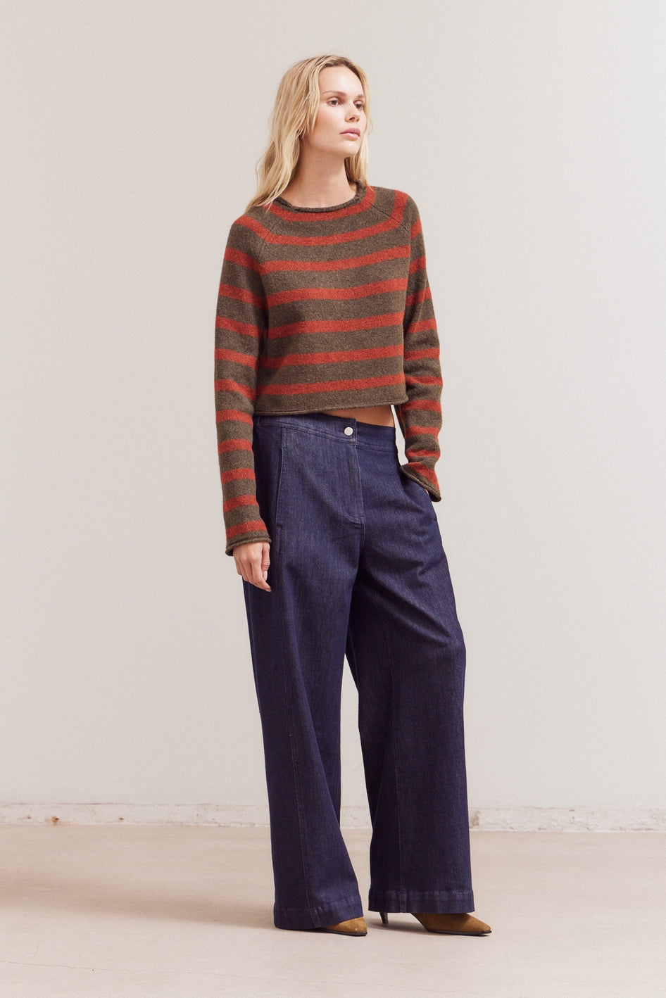 Striped Mock Neck Knitwear