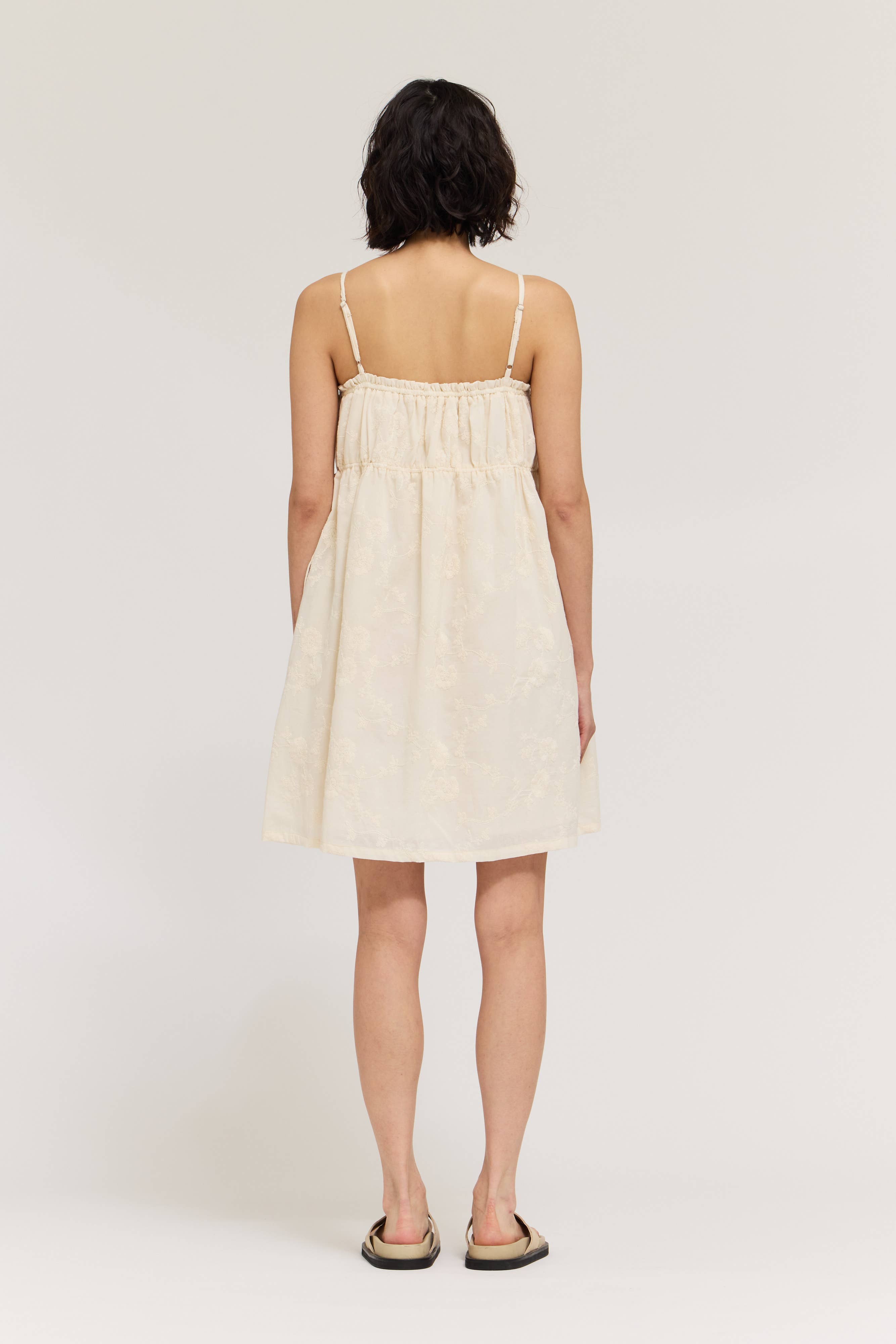 Embroidered Spaghetti Mini Dress