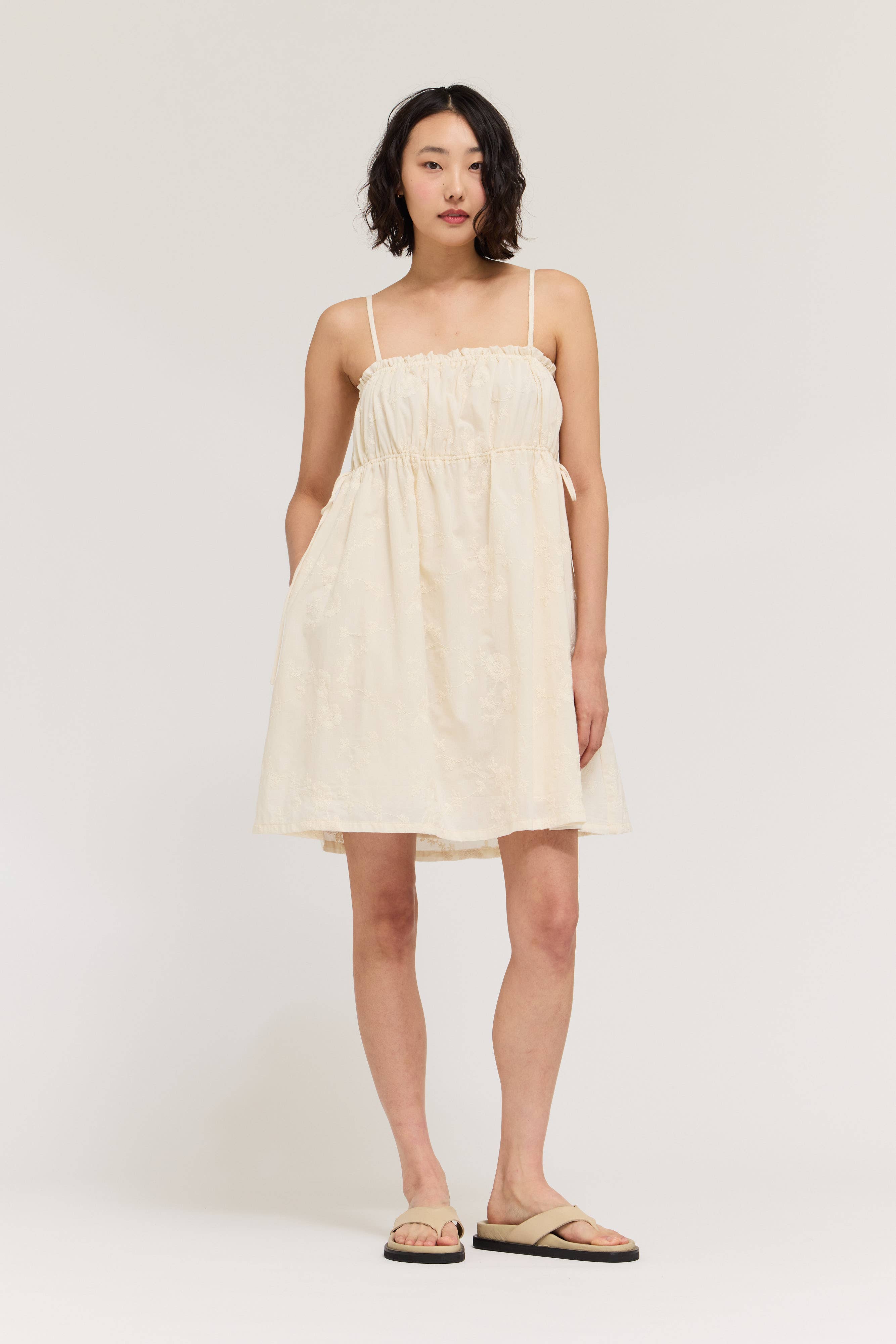 Embroidered Spaghetti Mini Dress