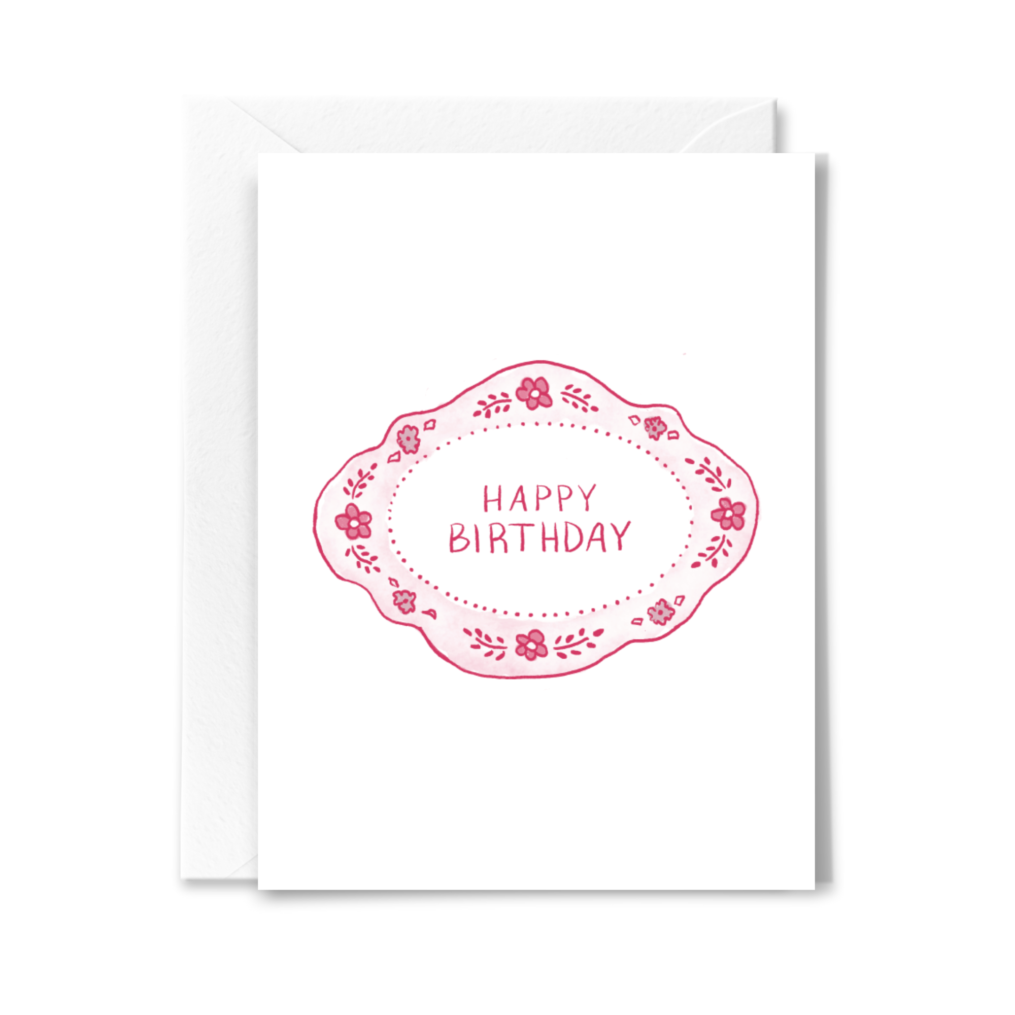 Pink Floral Frame Birthday Card