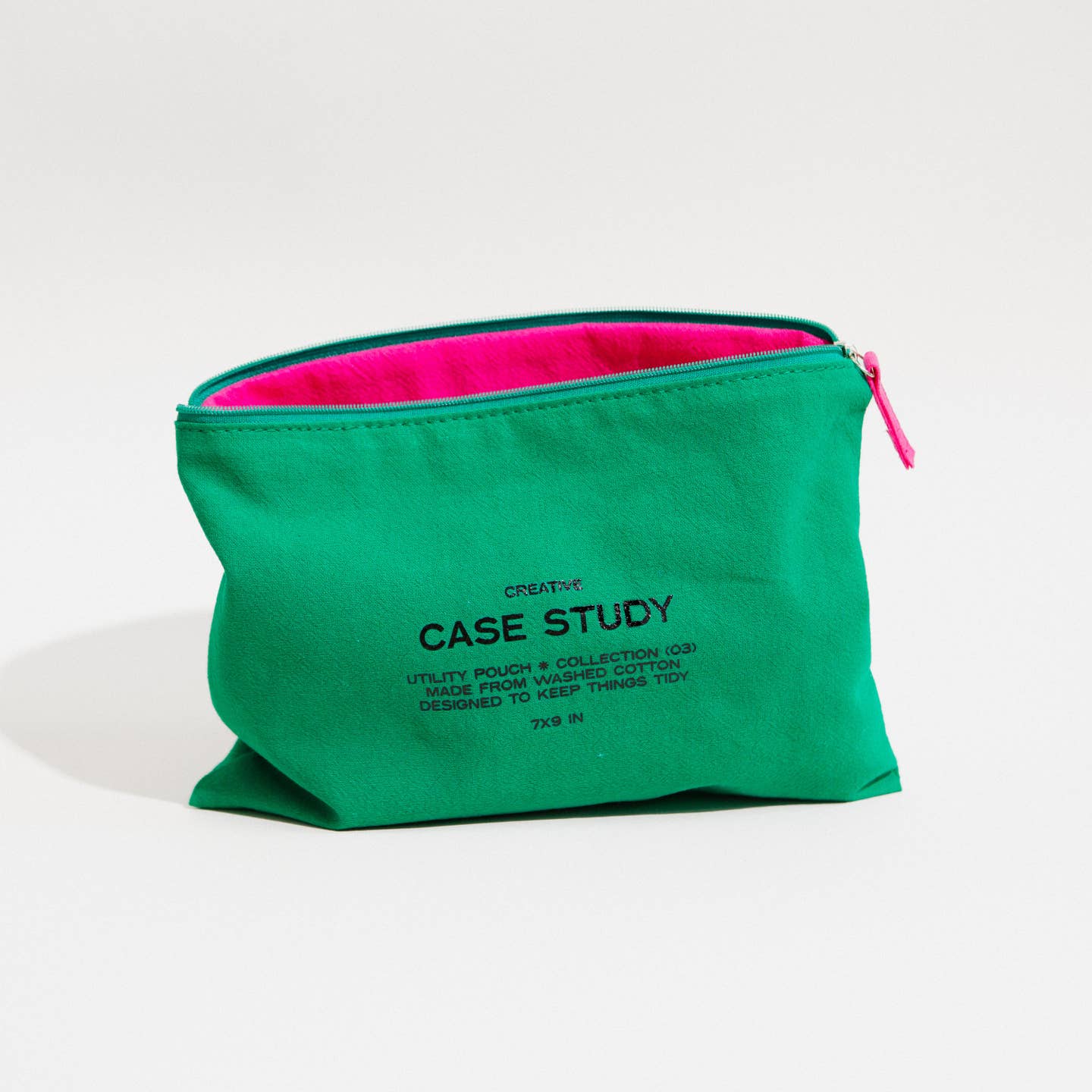 Washed Cotton Zipper Pouch