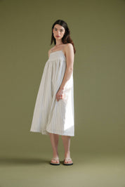Embroidered Detail Top Striped Dress