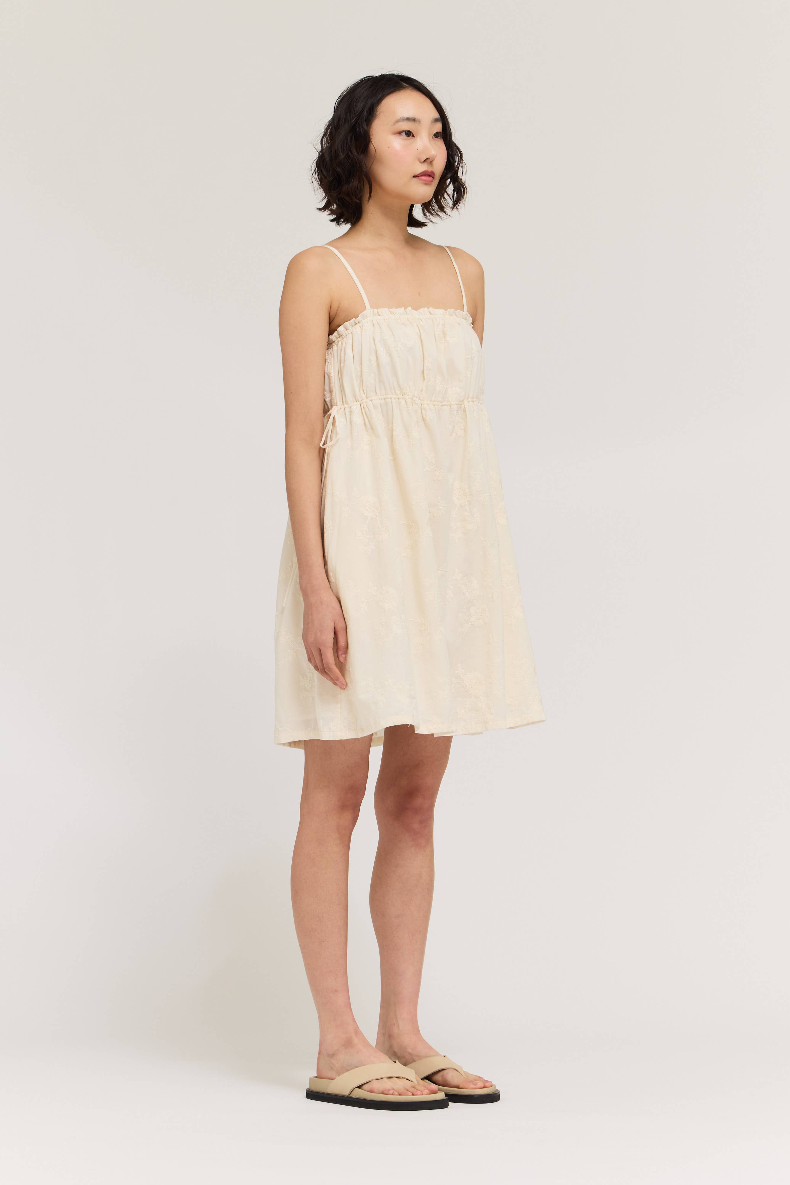 Embroidered Spaghetti Mini Dress