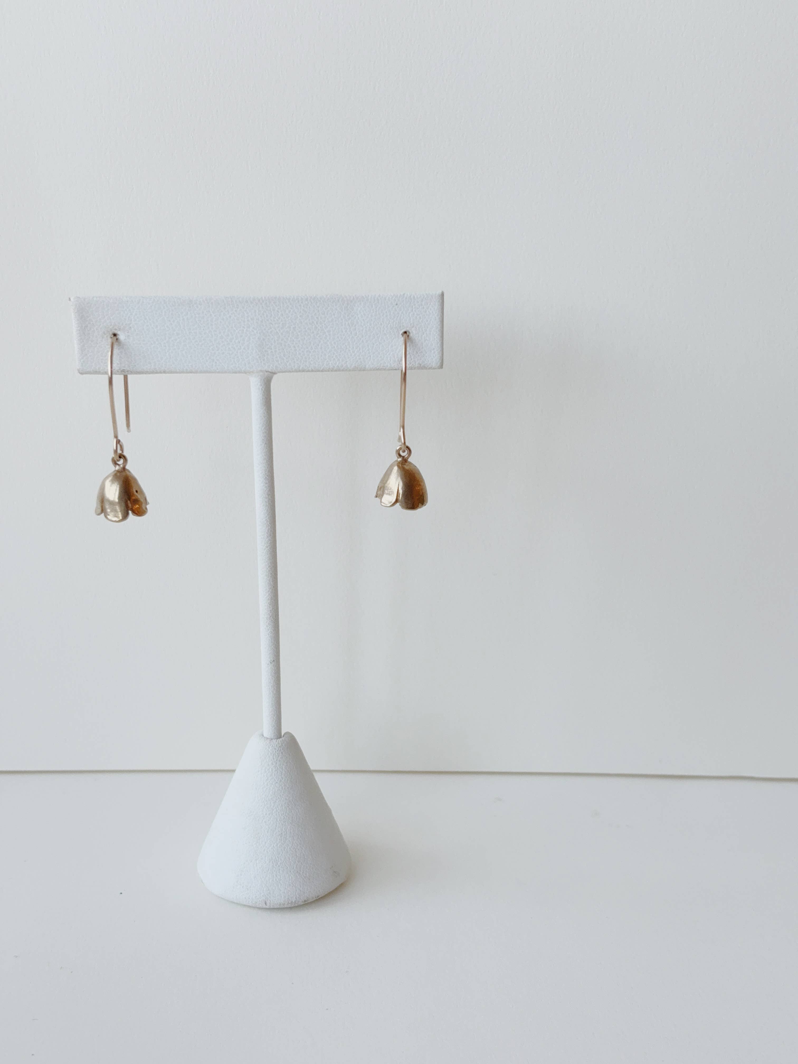 Bell Flower Charm Earrings - Yellow Bronze + Gold Fill