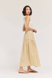 Front Button Check Skirt