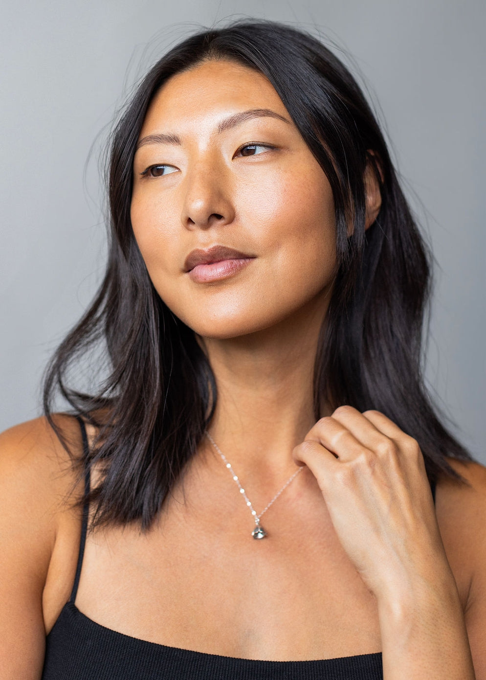 Bell Flower Charm Necklace - Sterling Silver