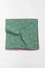 Gingham Floral Cotton Blend Scarf