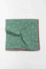 Gingham Floral Cotton Blend Scarf