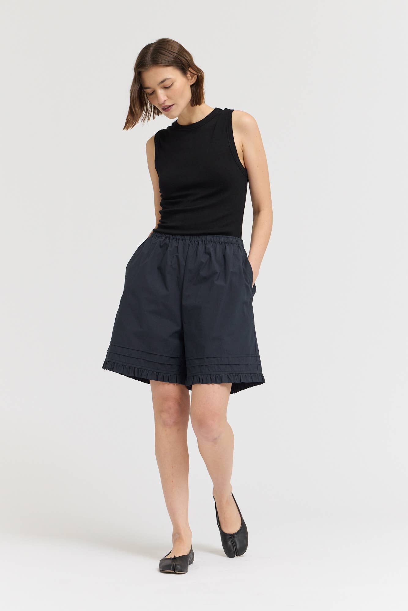 Ruffle Pleat Shorts