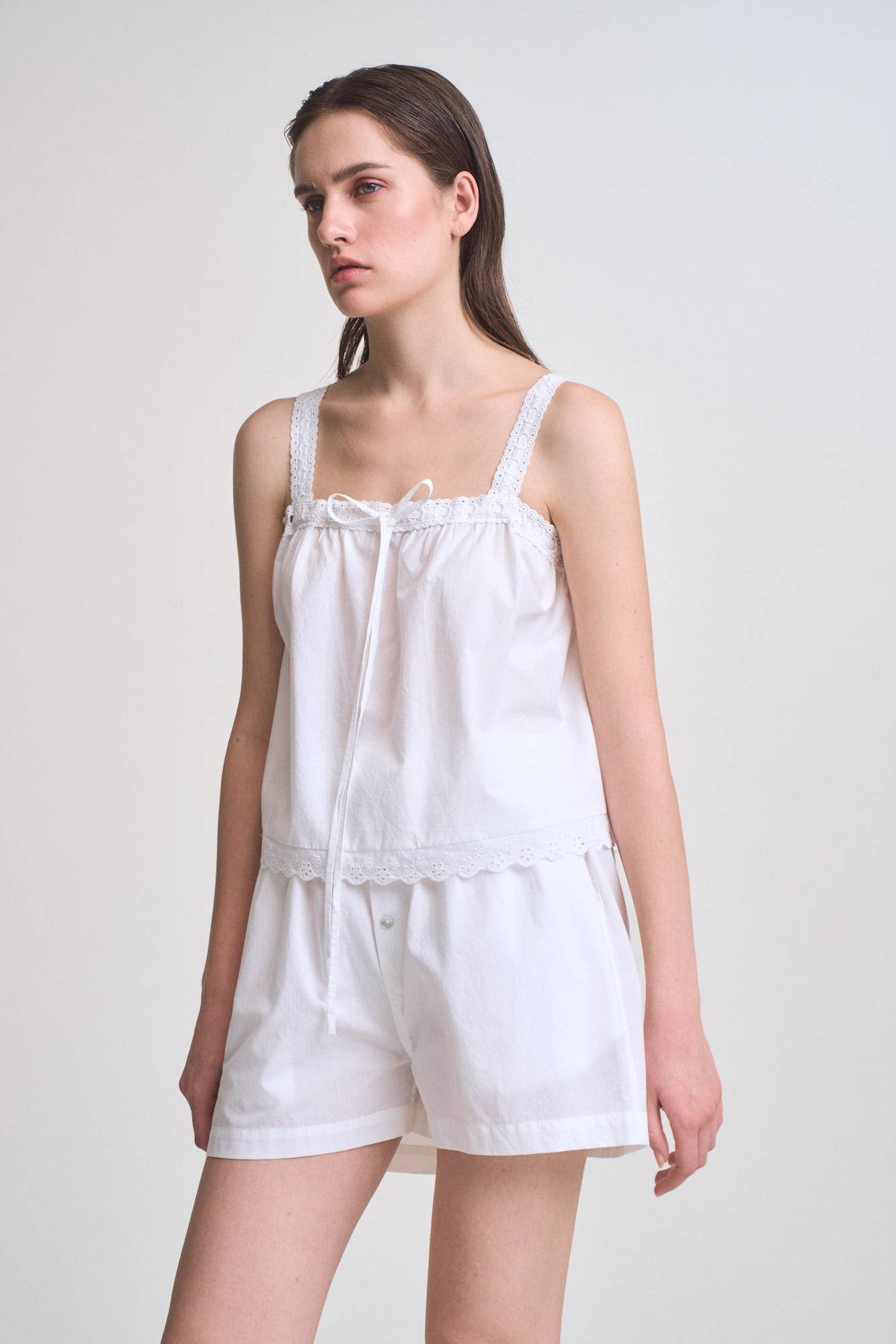 Lace Up Eyelet Trim Tank