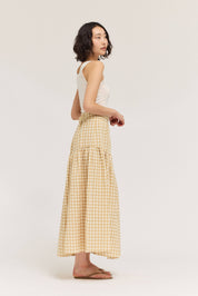 Front Button Check Skirt