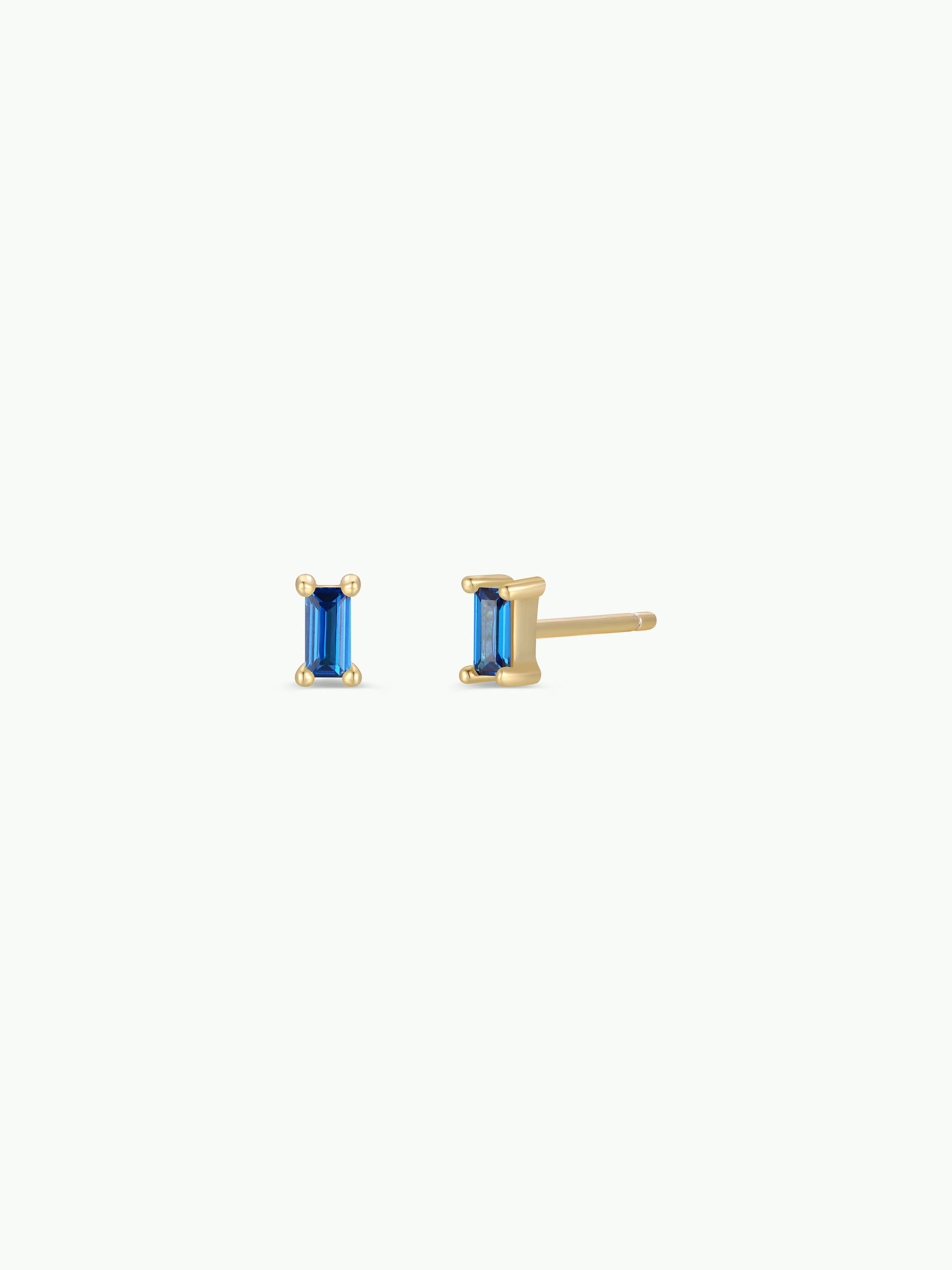 Baguette Earrings- Sapphire/Gold