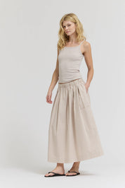Pleat Waist Gingham Skirt