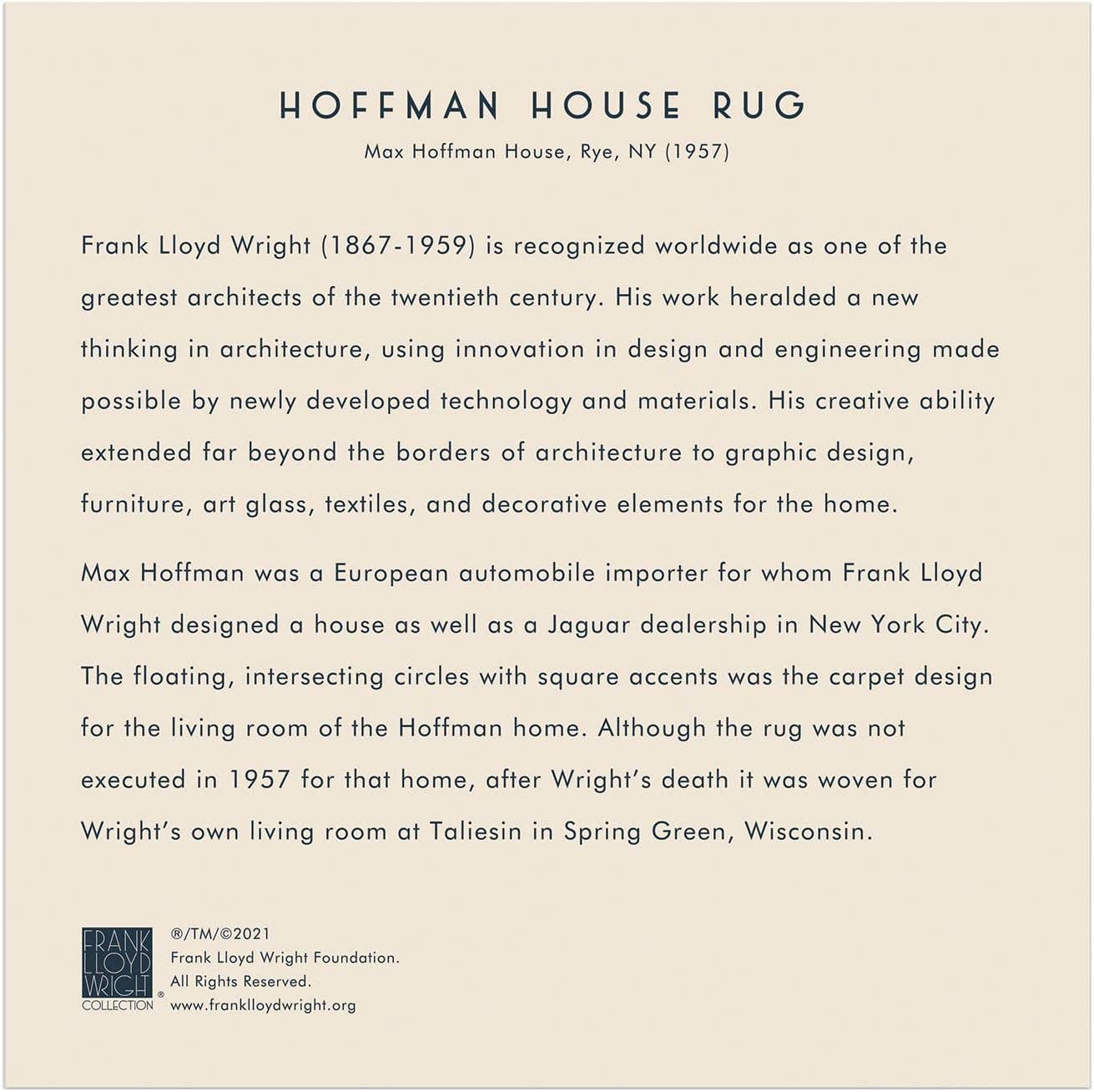 Frank Lloyd Wright Hoffman House Rug 500 Piece Puzzle with Shape,
