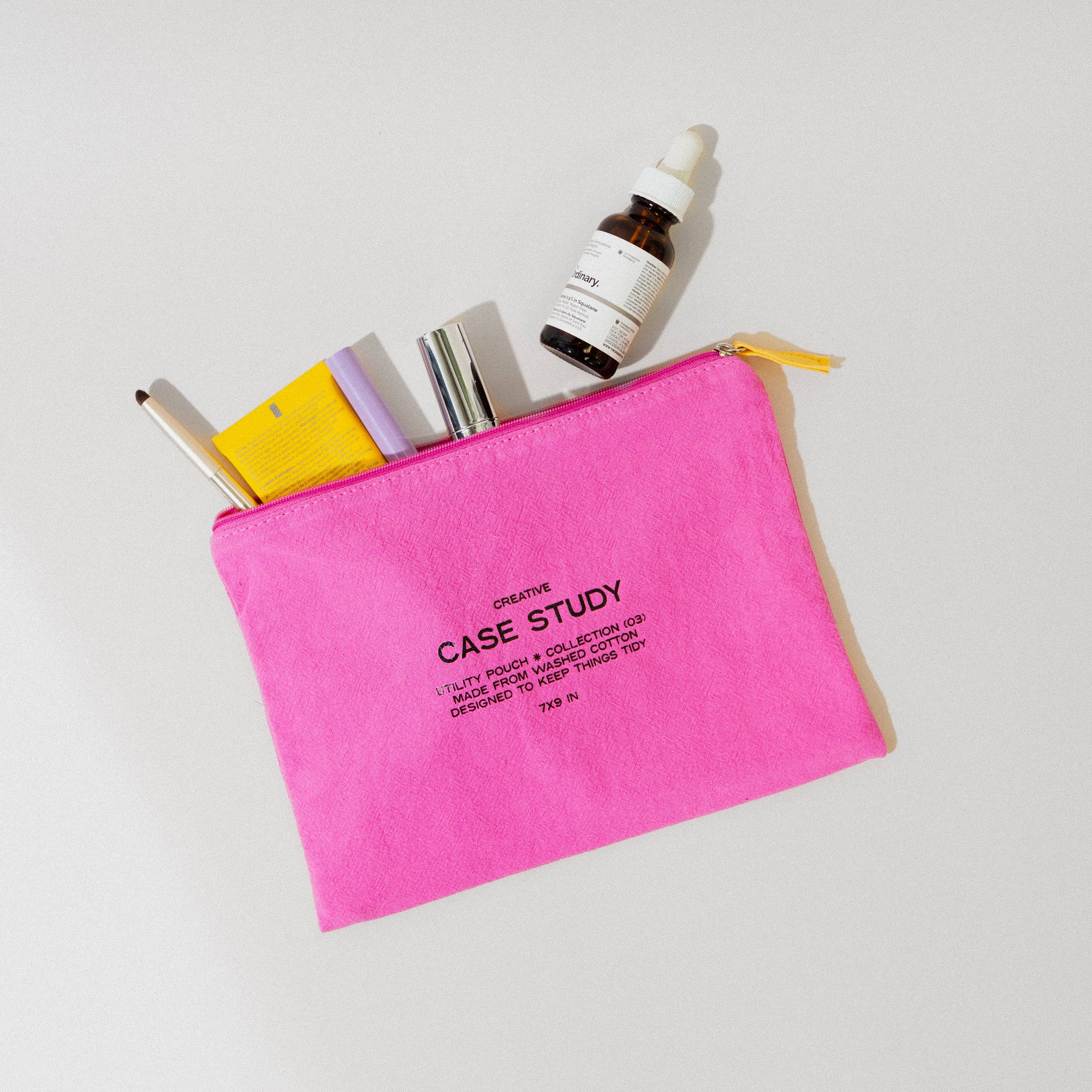 Washed Cotton Zipper Pouch