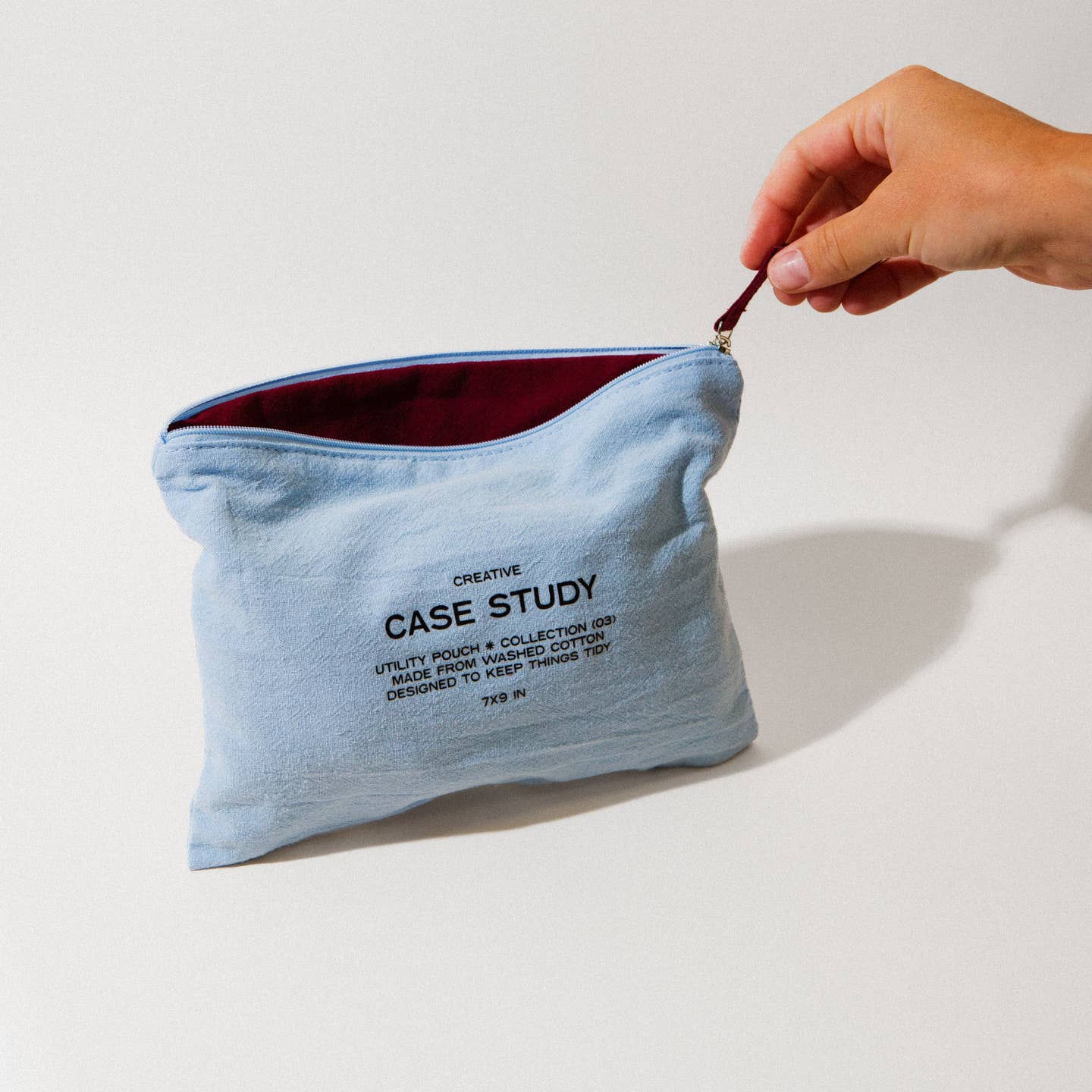Washed Cotton Zipper Pouch