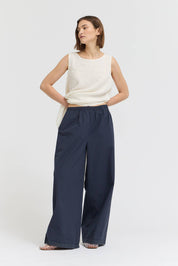 Eyelet Hem Detailed Cotton Pants