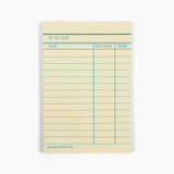 Library Card Notepad - Yellow