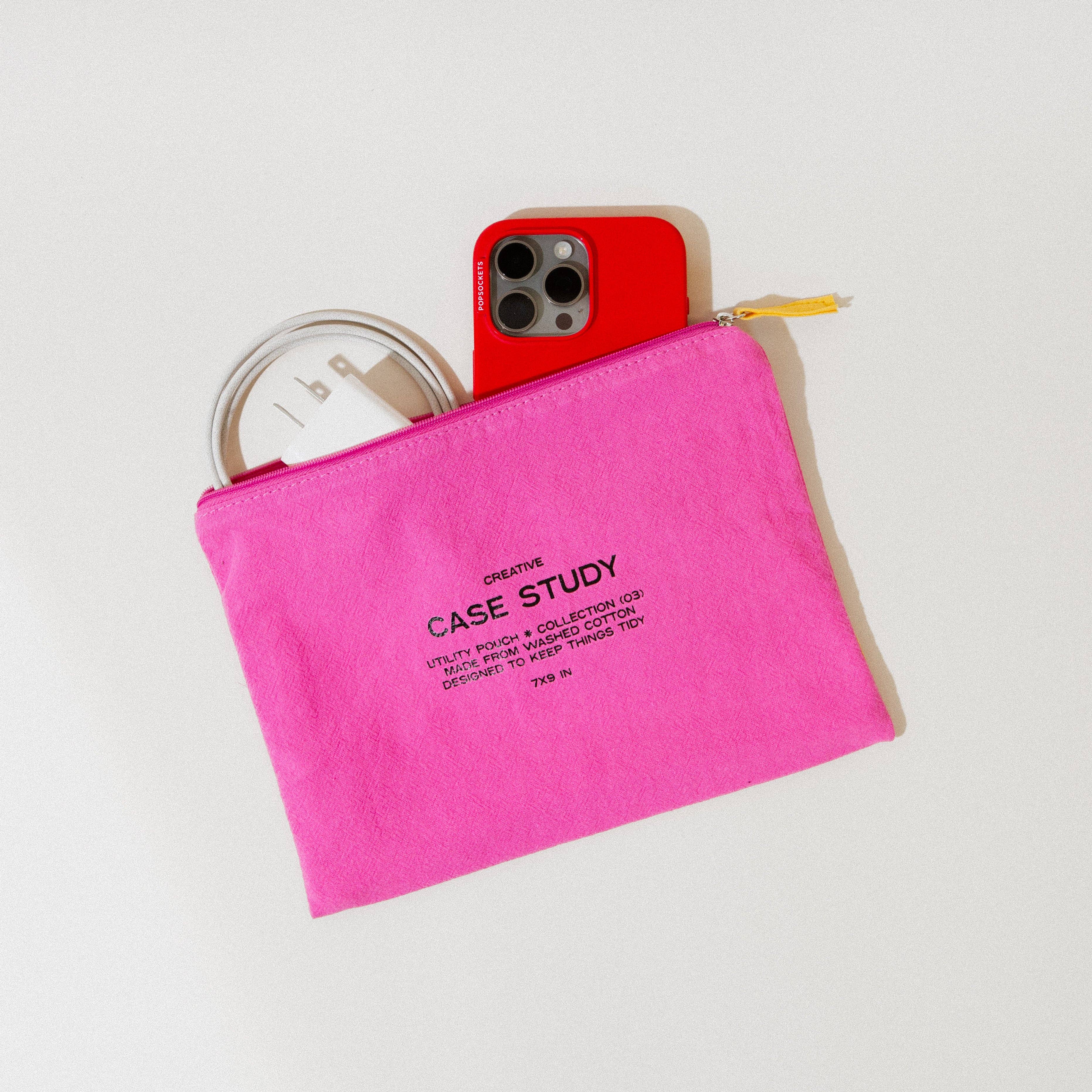 Washed Cotton Zipper Pouch