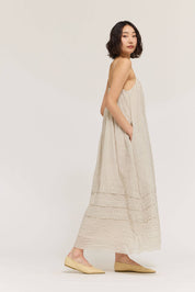 Stripe Pleat Tuck Dress