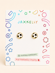 Soccer Ball Enamel Flat Back Kids Earrings