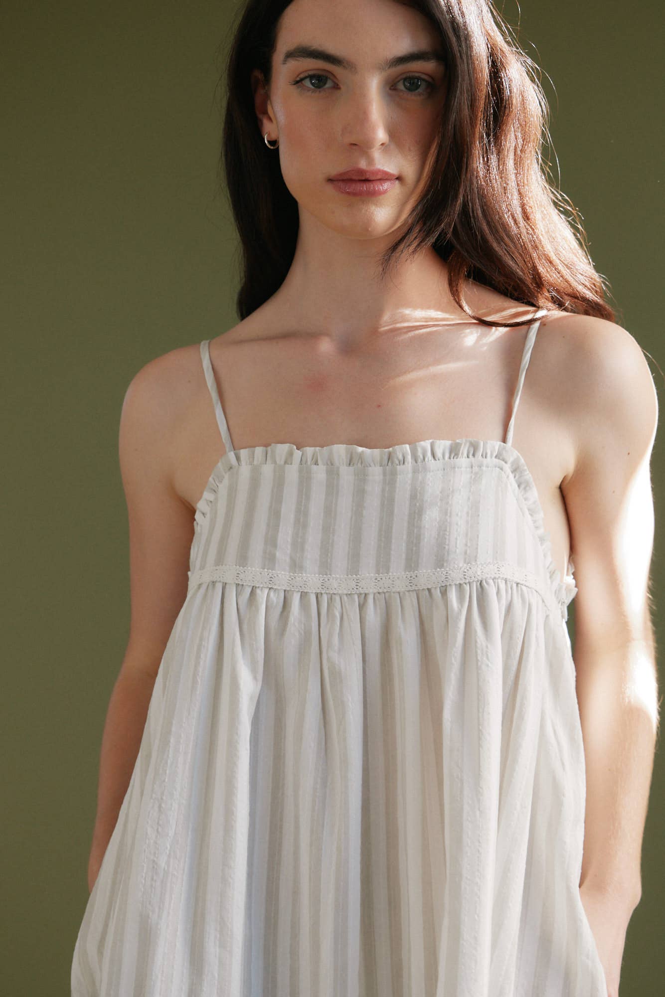 Embroidered Detail Top Striped Dress