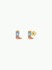 Boot Enamel Flat Back Kids Earrings