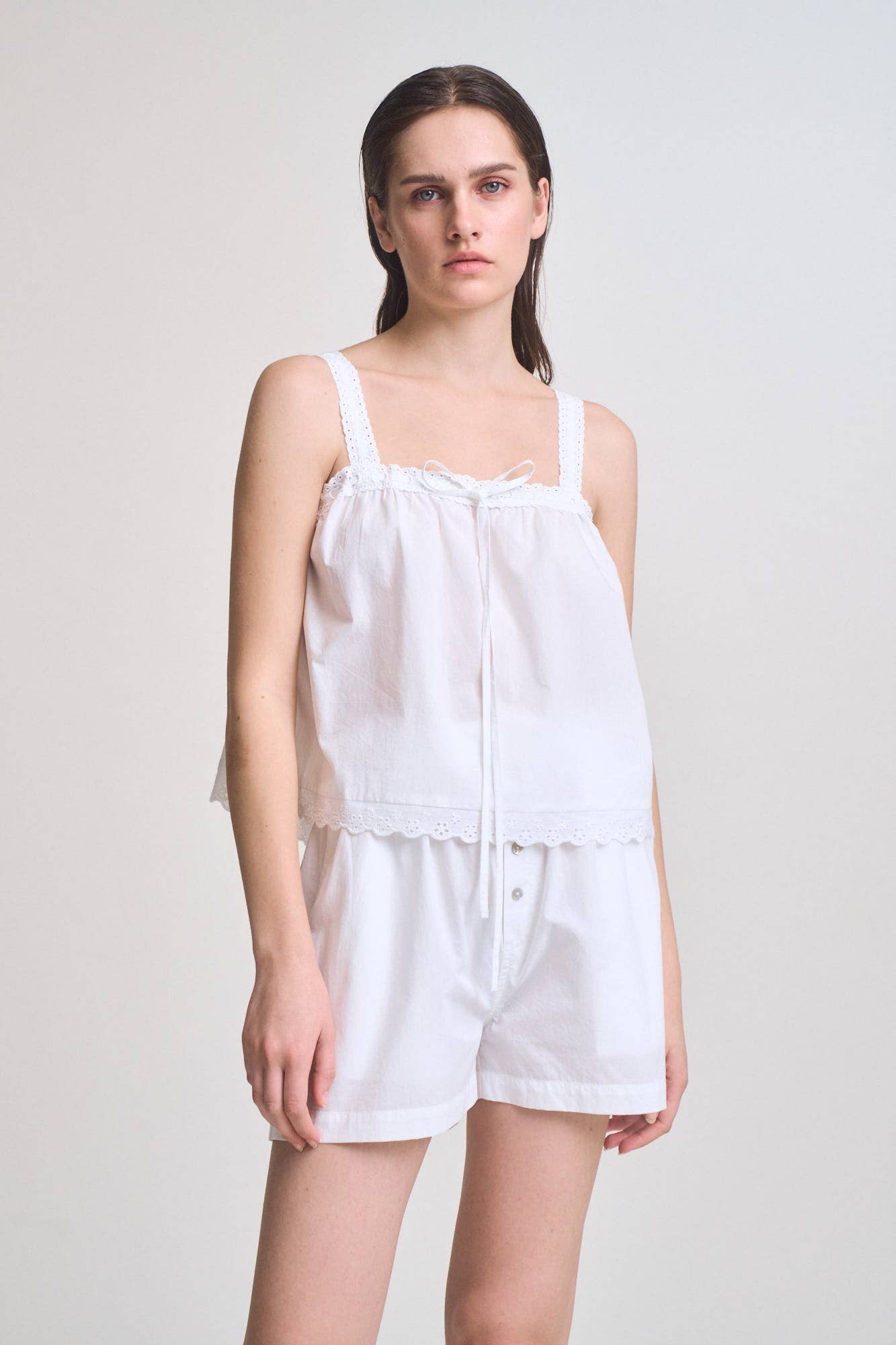 Lace Up Eyelet Trim Tank