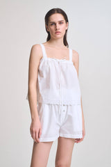 Lace Up Eyelet Trim Tank