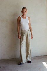 Woven Wide Leg Trousers - Taupe