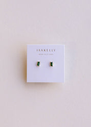 Baguette Earrings- Emerald/Gold
