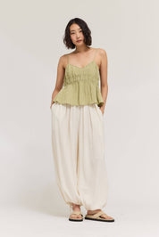 Pleated Waist Balloon Pants