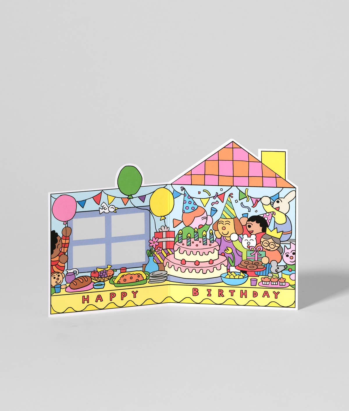 Birthday House Party Shaped Card