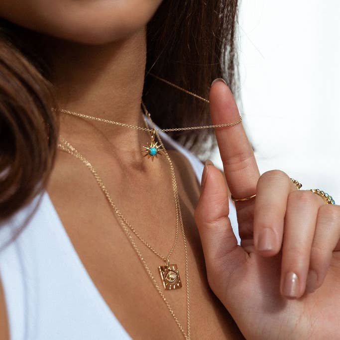 Starburst Necklace - Turquoise/Gold
