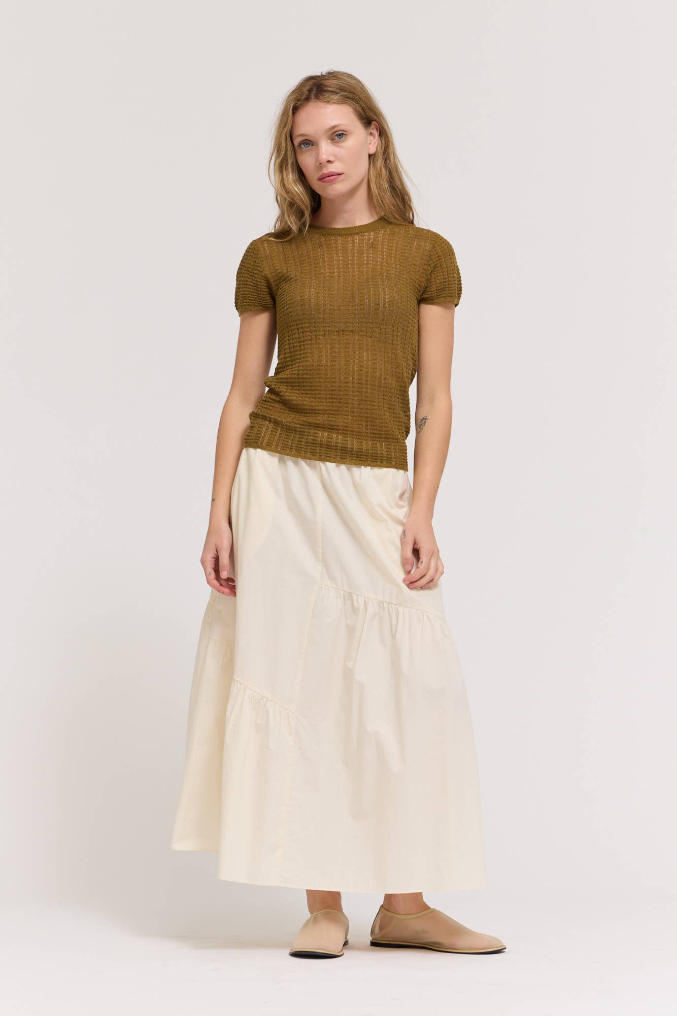 Thin Pointelle Knit Tee