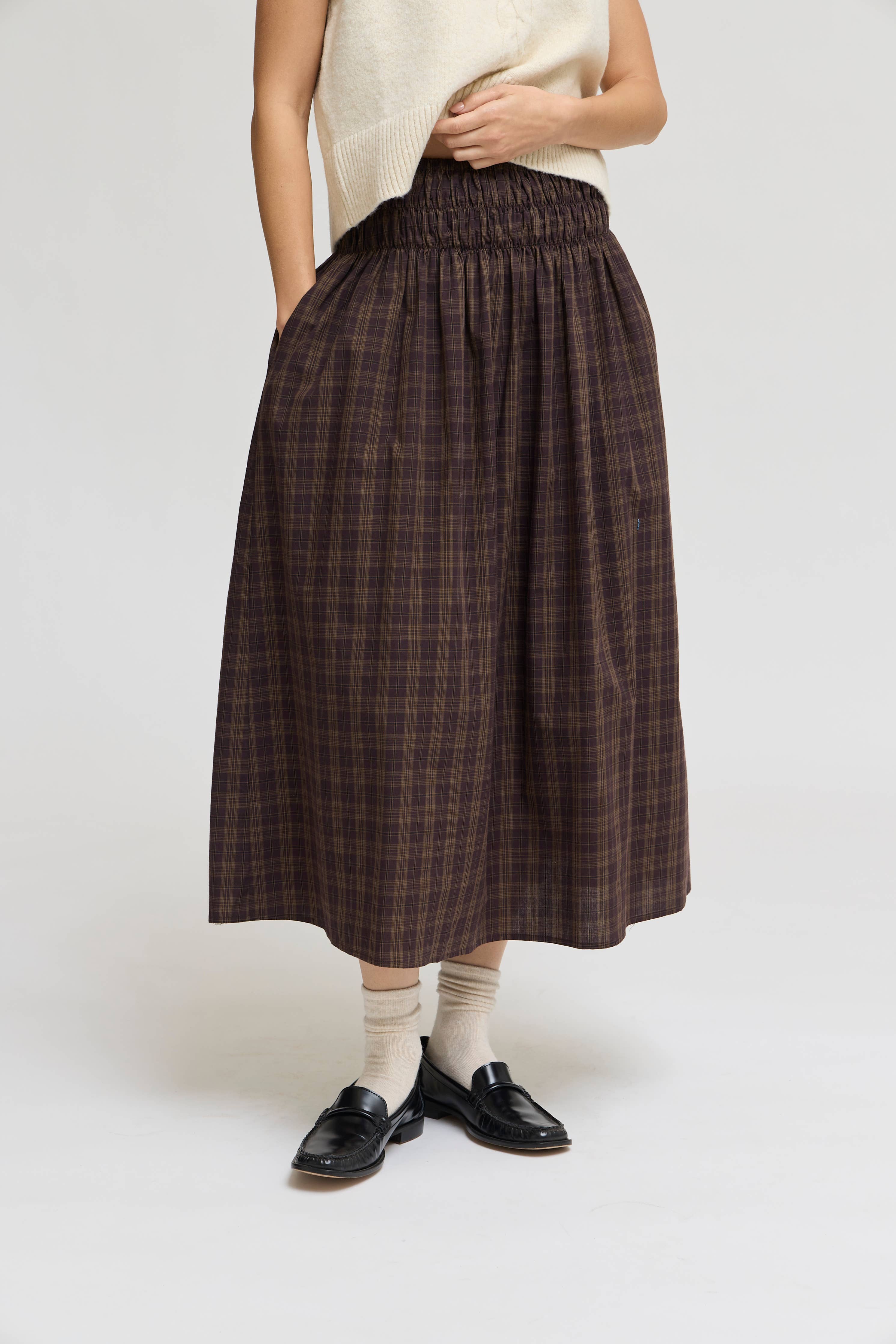 Plaid Smocked Skirt