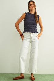 Sleeveless Smocking Top