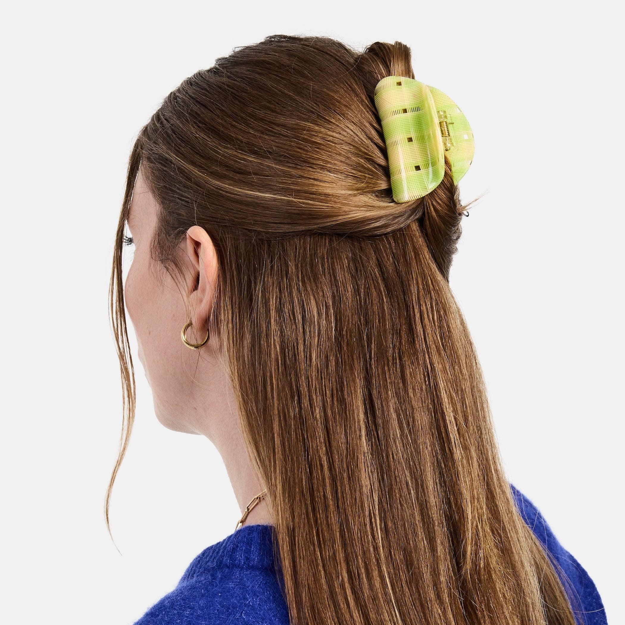 Juno Claw - Lime + Cream Plaid