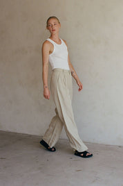 Woven Wide Leg Trousers - Taupe