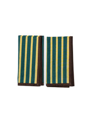 Lemon + Forest Green Block Stripe Napkins