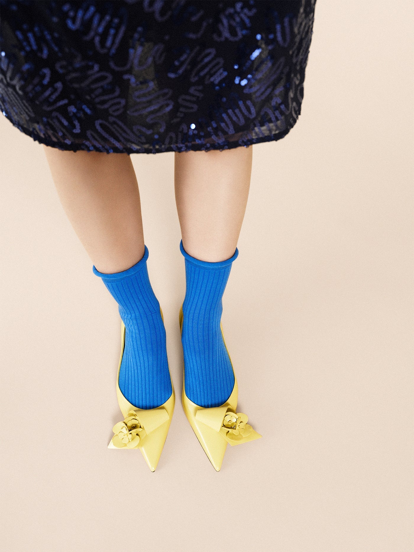 Sea Island Cotton Crew Sock - Blue