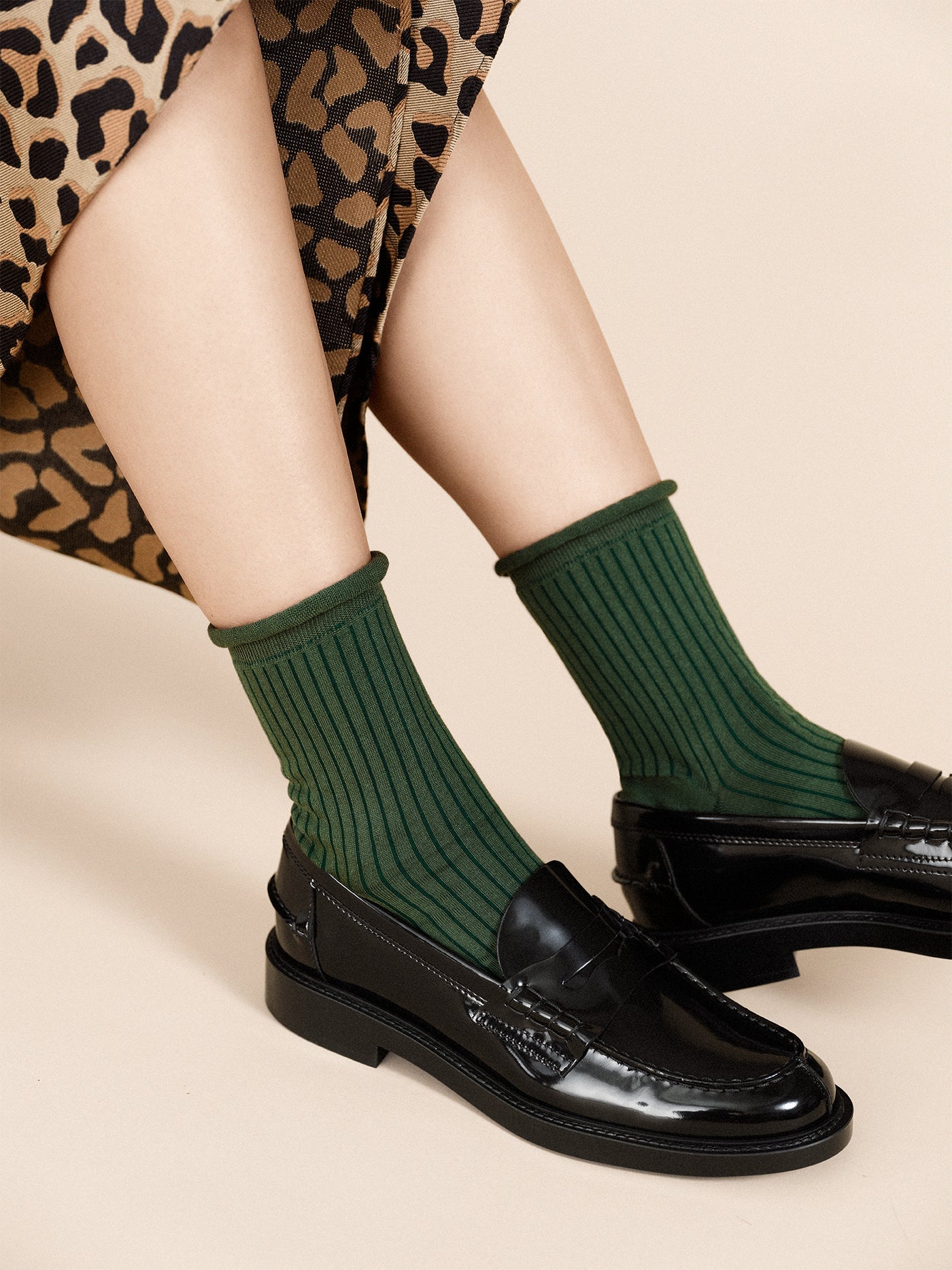 Sea Island Cotton Crew Sock - Green