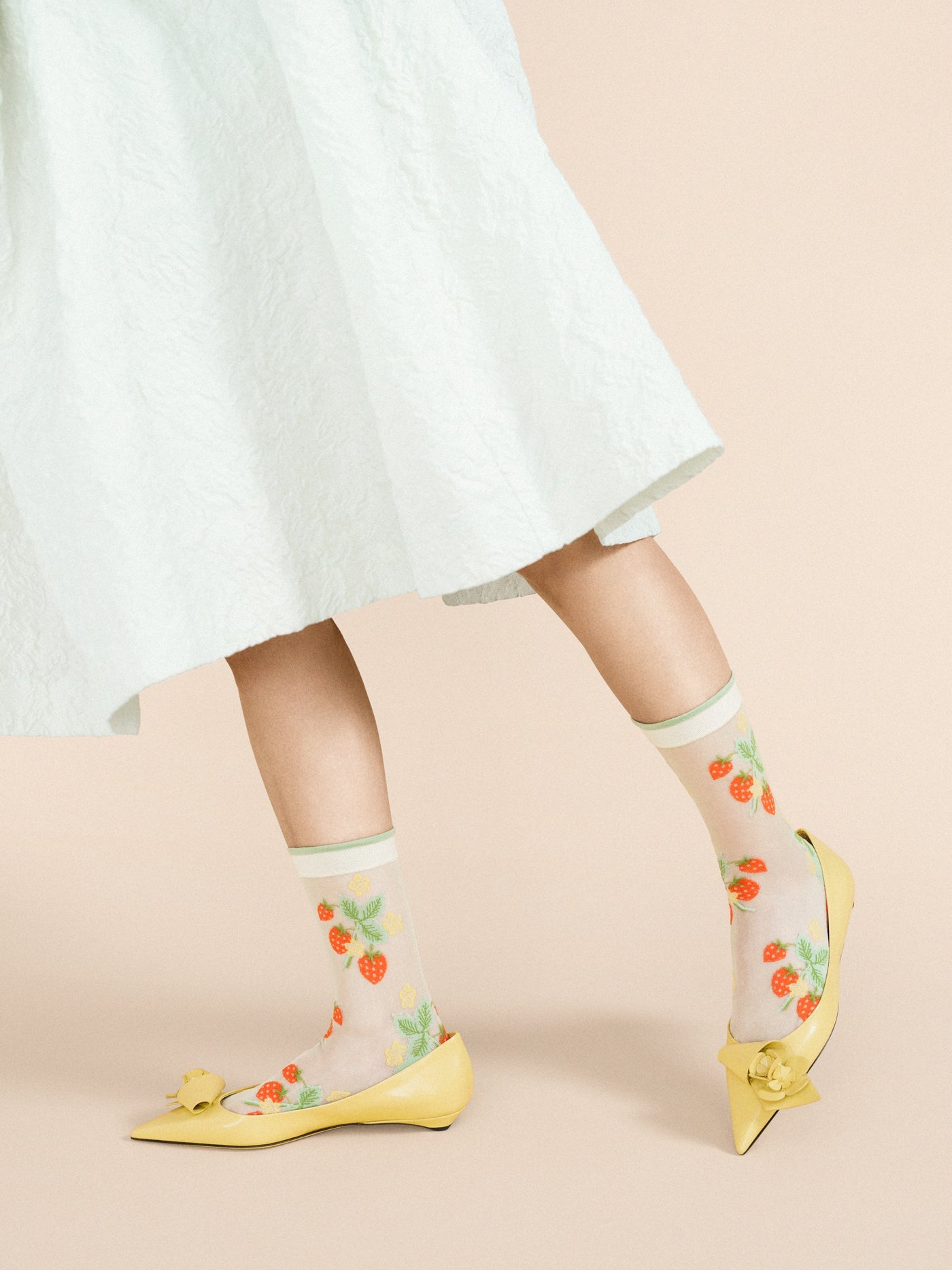 Wild Strawberry Sheer Crew Sock