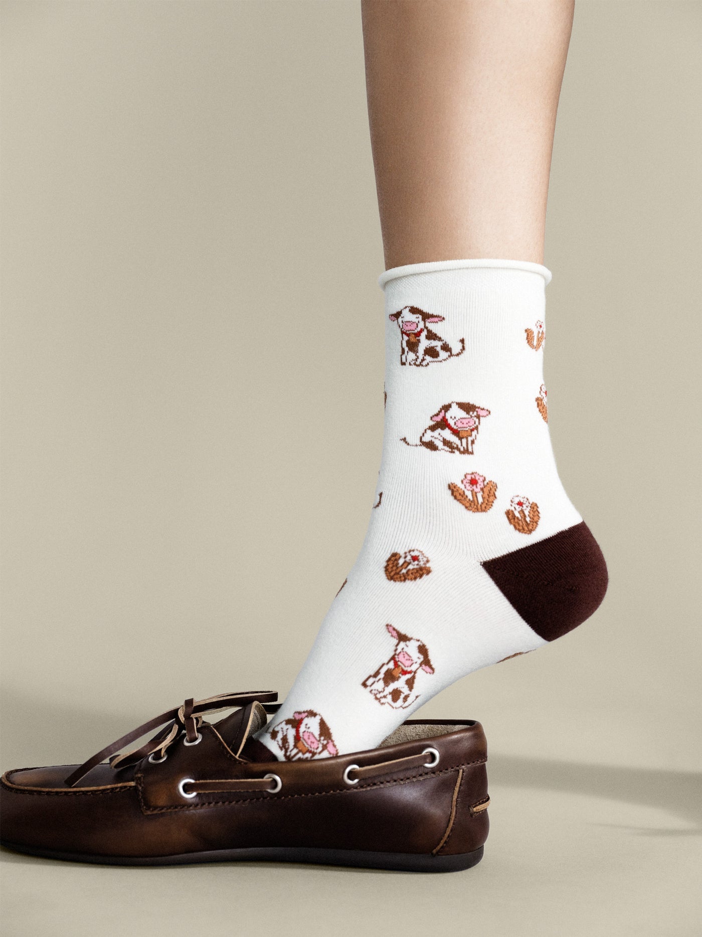 Cow in the Meadow Crew Sock