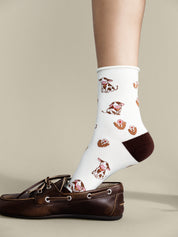 Cow in the Meadow Crew Sock