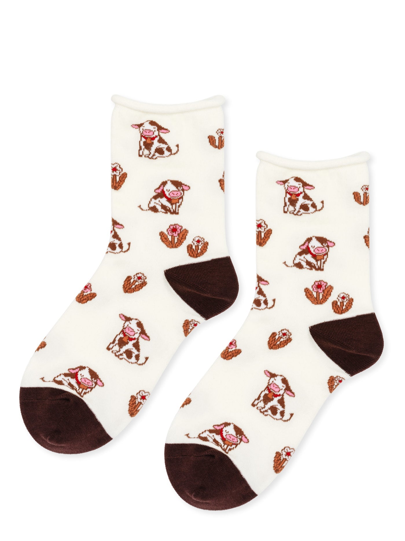 Cow in the Meadow Crew Sock