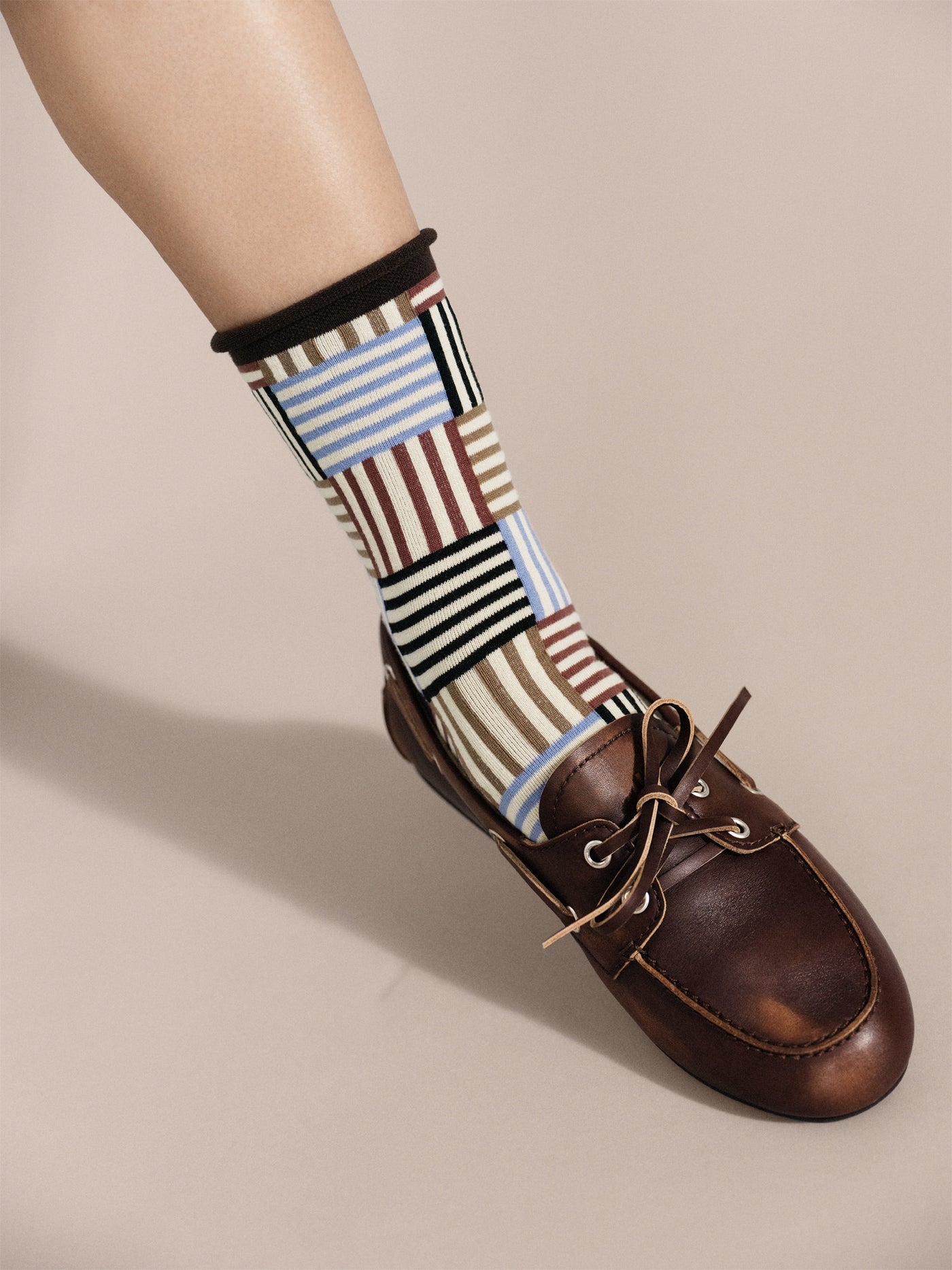 Striped Tile Crew Sock