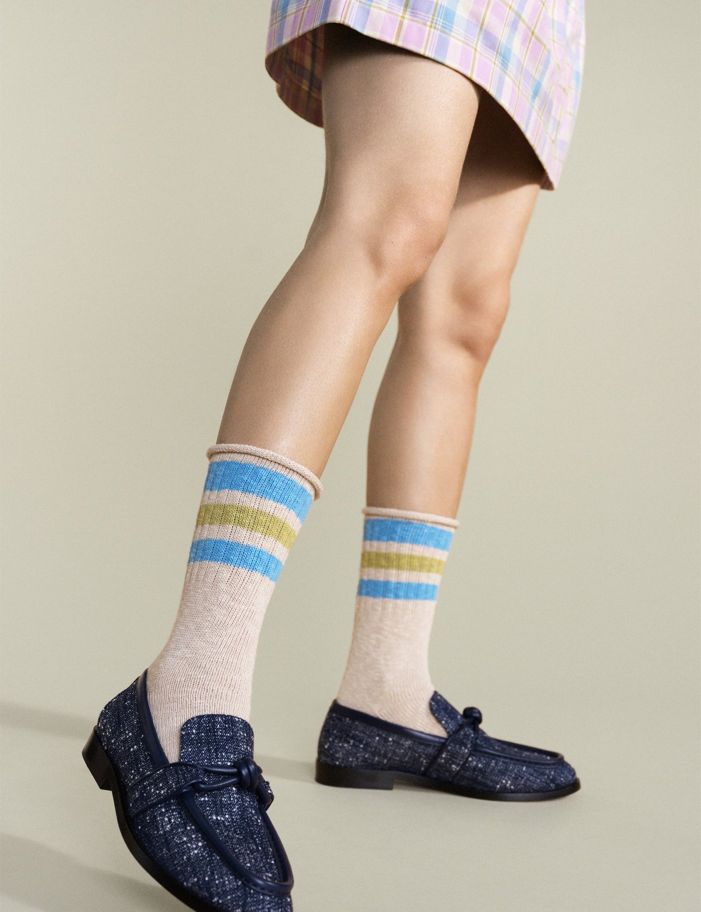 Slub Roll Top Athleisure Crew Sock