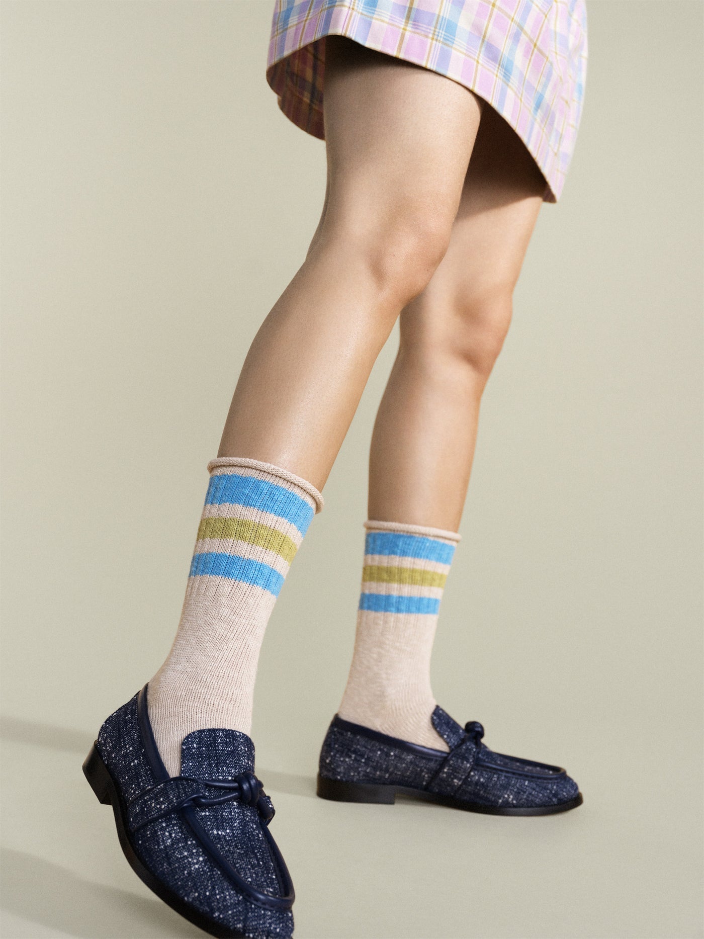 Slub Roll Top Athleisure Crew Sock