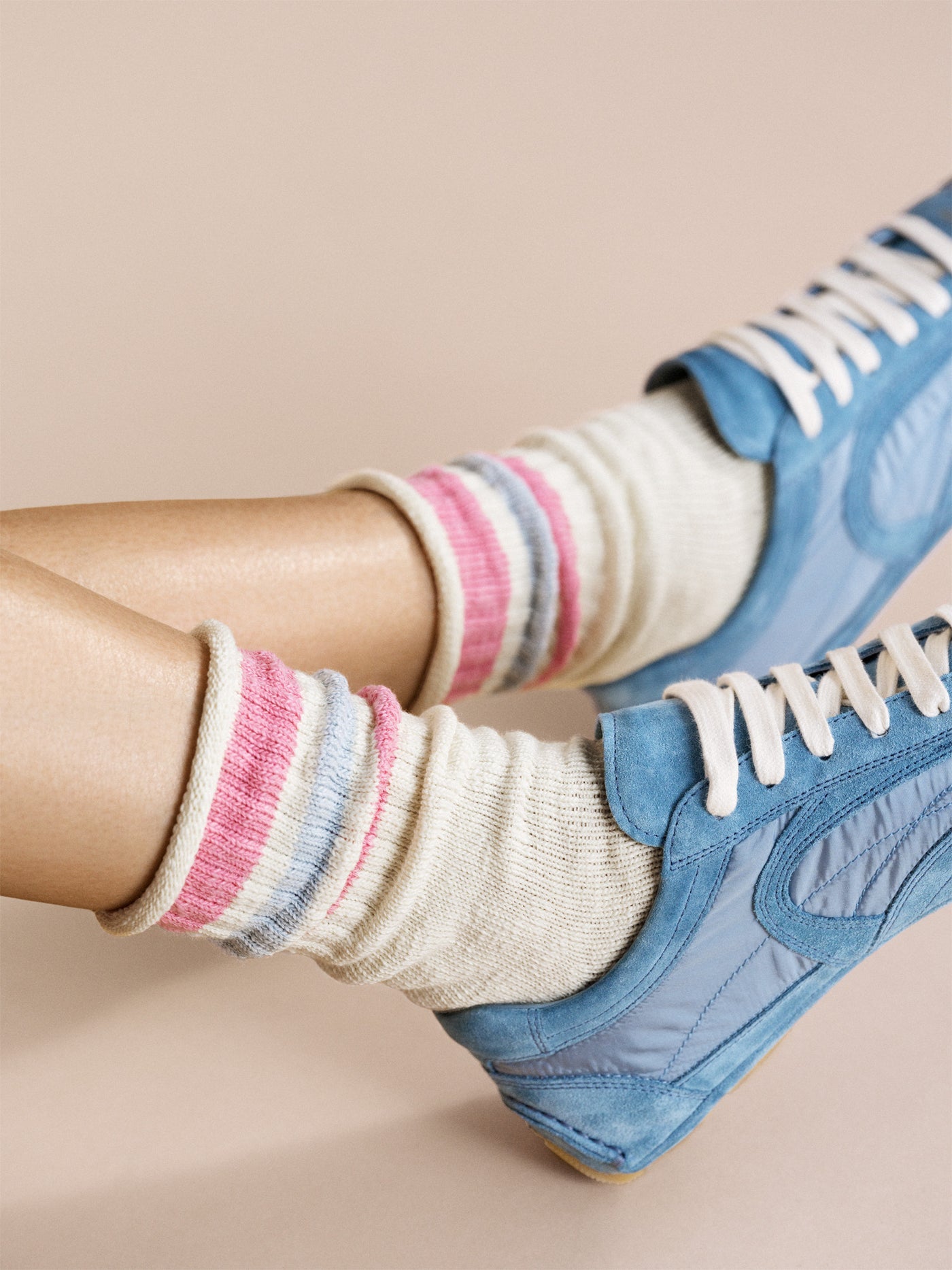 Slub Roll Top Athleisure Crew Sock